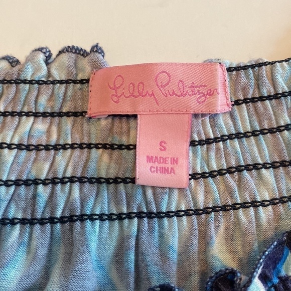 Lilly Pulitzer dress size small on off shoulder blue and black - Picture 6 of 10